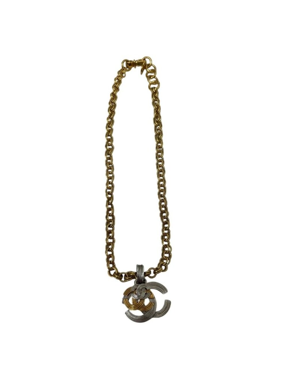 Chanel Triple CC Logo Necklace 45 Metal